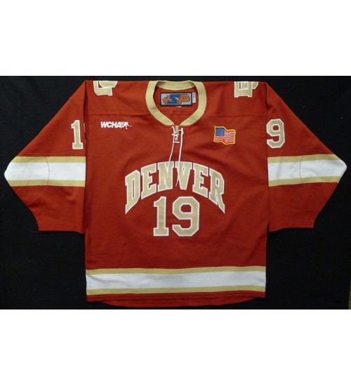 Custom NCAA 2010-11 Denver Pioneers 19 Daniel Doremus Hockey Jersey Road Red